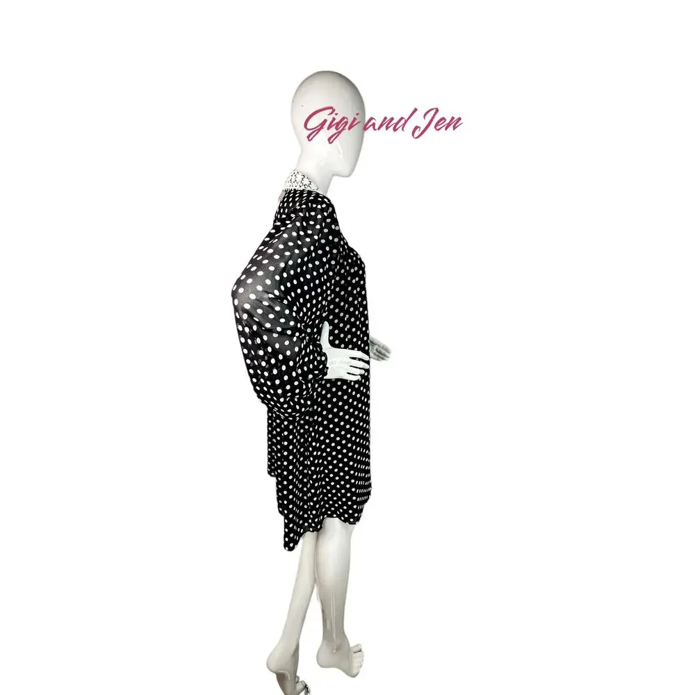 Kate spade Domino Dot Swing Dress Size Medium Black - Picture 7 of 9